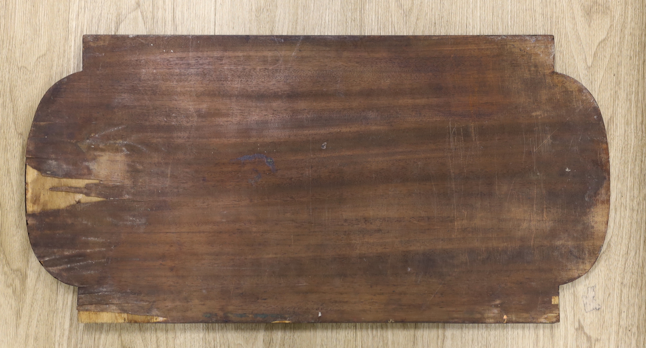 A French marquetry inlaid 'trophy' panel, 69.5 x 35cm